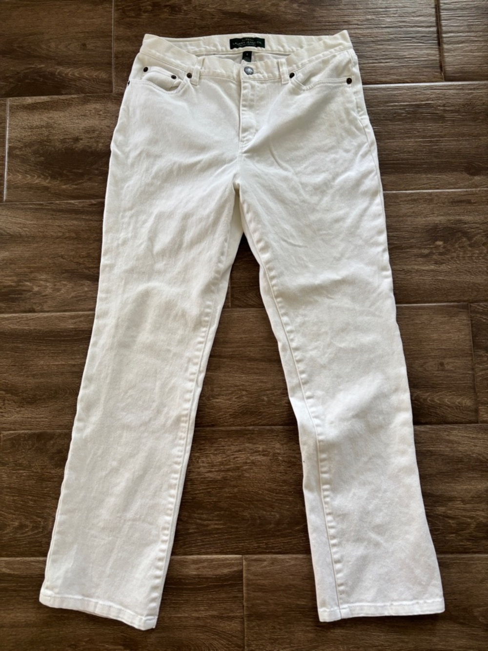 Lauren Ralph Lauren White Straight-Leg Jeans Size 6 Midrise Preppy